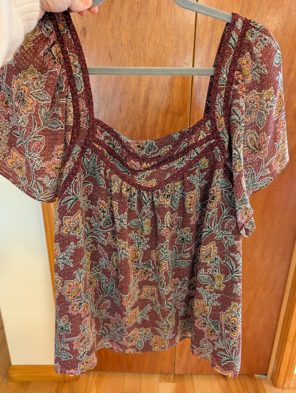 Burgundy Square Neck Top